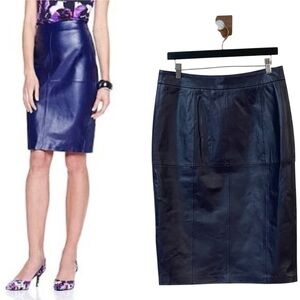 NWT *FLAWED* Hal Rubenstein DONNA 100%‎ Leather Pencil Skirt in New Moon